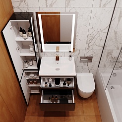 Style Line Мебель для ванной Даймонд 70 Люкс черная, PLUS подвесная – фотография-4